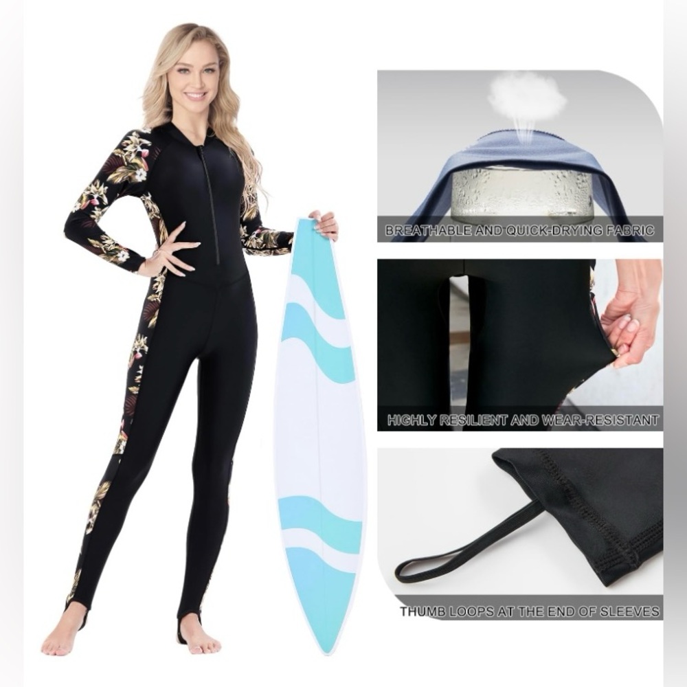 NEW DEHAI Dive Skins Thin Wetsuit Dive Suit Rash Guard Long Sleeve UV Women’s L - Picture 5 of 12